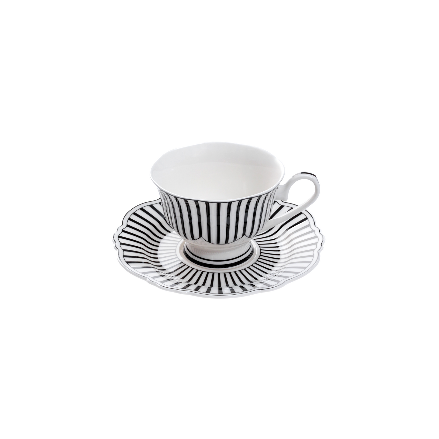 Pemberley Stripe Cup & Saucer, Set of 4