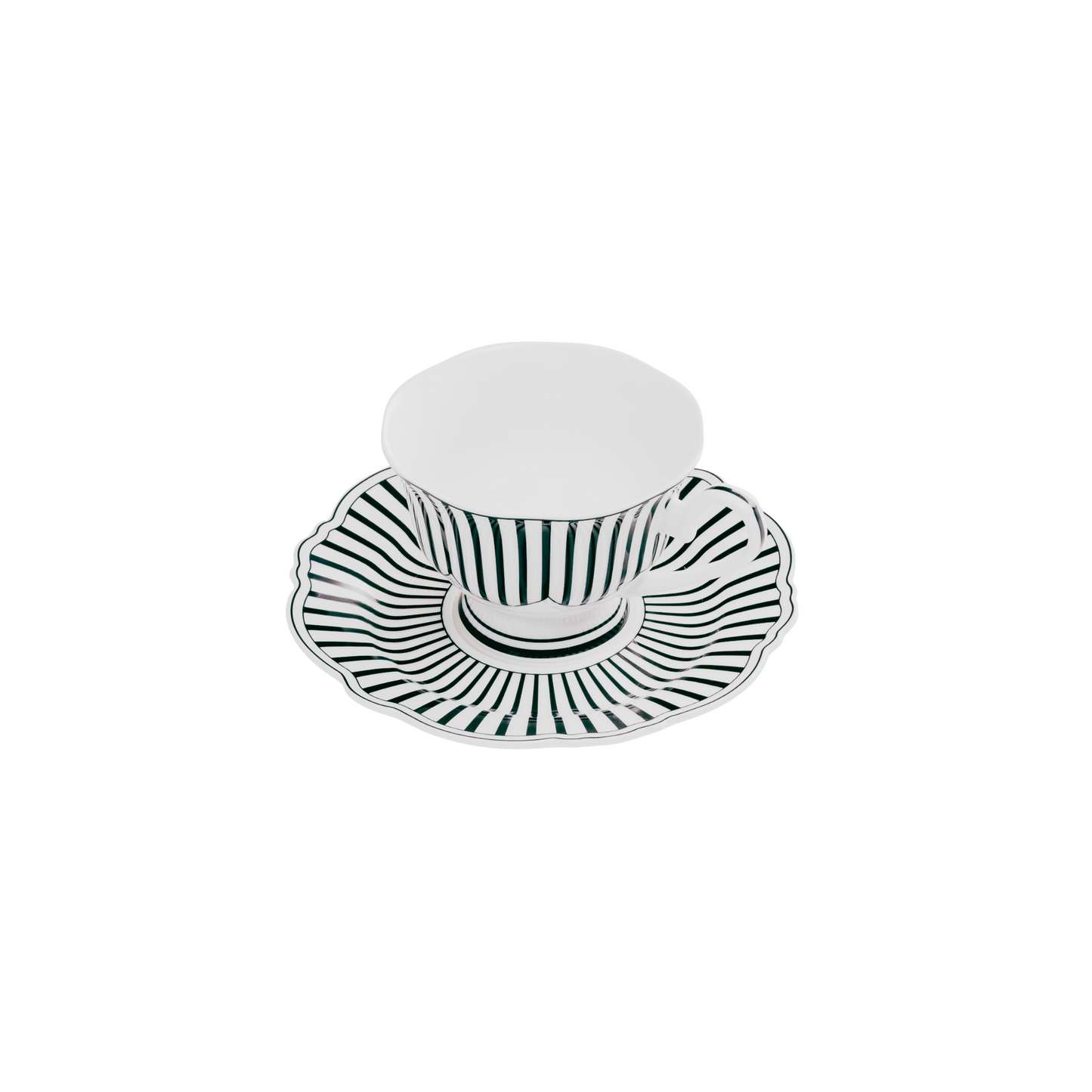 Pemberley Stripe Cup & Saucer, Set of 4